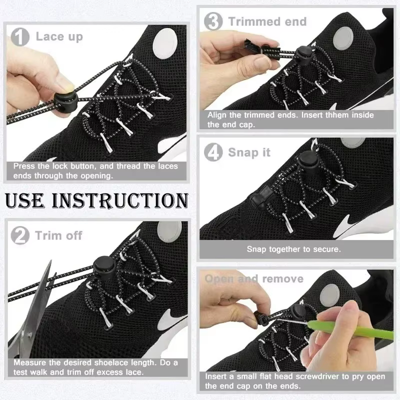 1 paire de lacets élastiques extensibles sans cravate