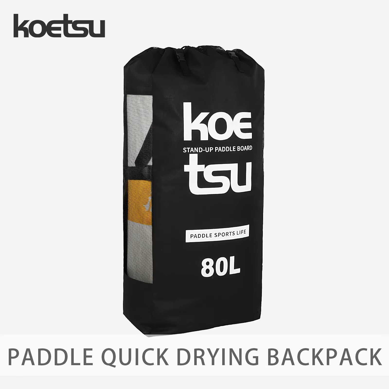 KOETSU SUP Sac à dos à séchage rapide Tissu Oxford renforcé noir pour planches à pagaie jusqu'à 3