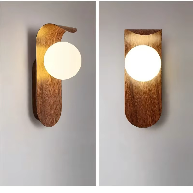 Lampe murale en fer à grain de noyer pour hall d'entrée, restaurant, couloir, chambre à coucher avec abat-jour en acrylique, ampoule G9, éclairage décoratif pour la maison