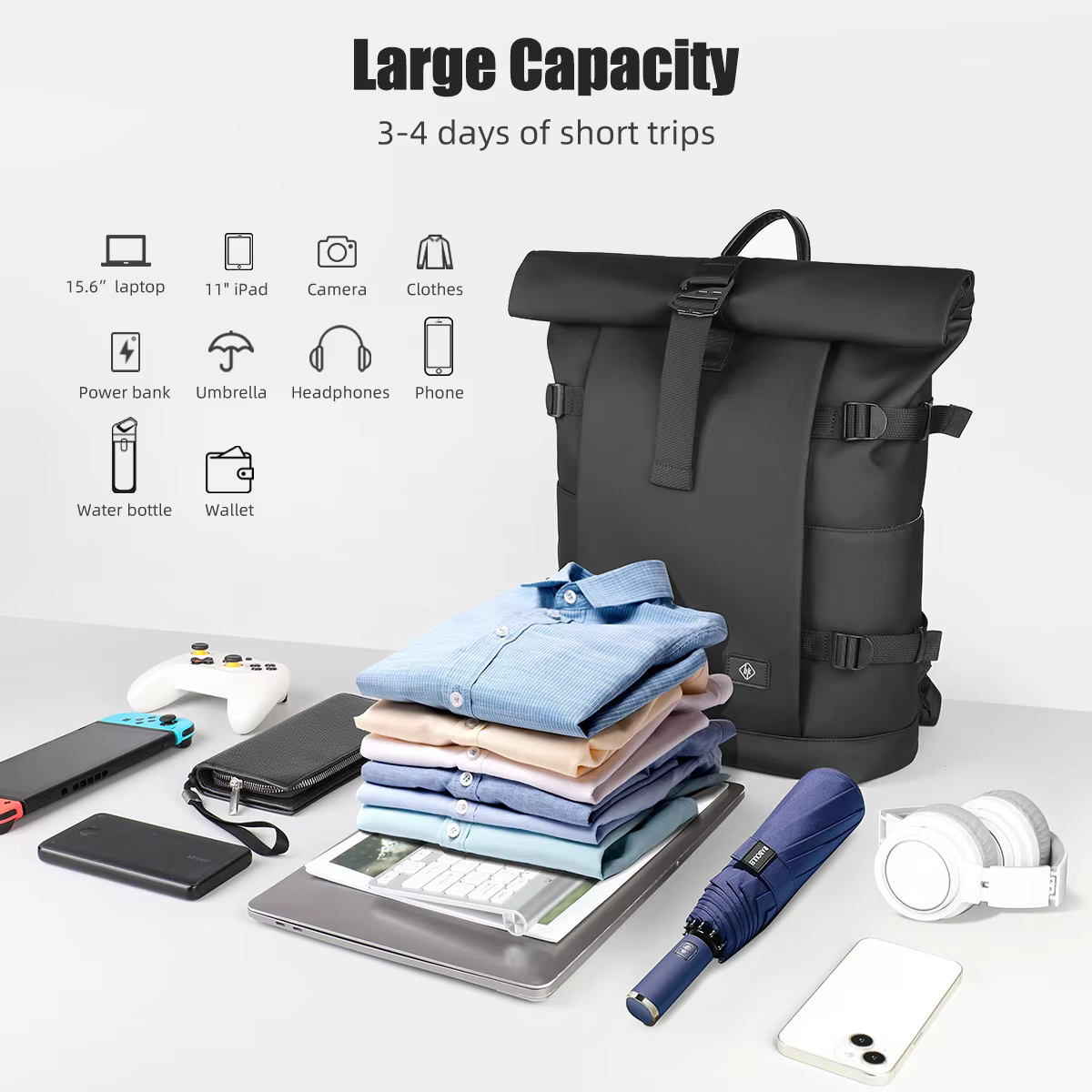 HcanKcan-Sac à Dos à Roulettes Extensible