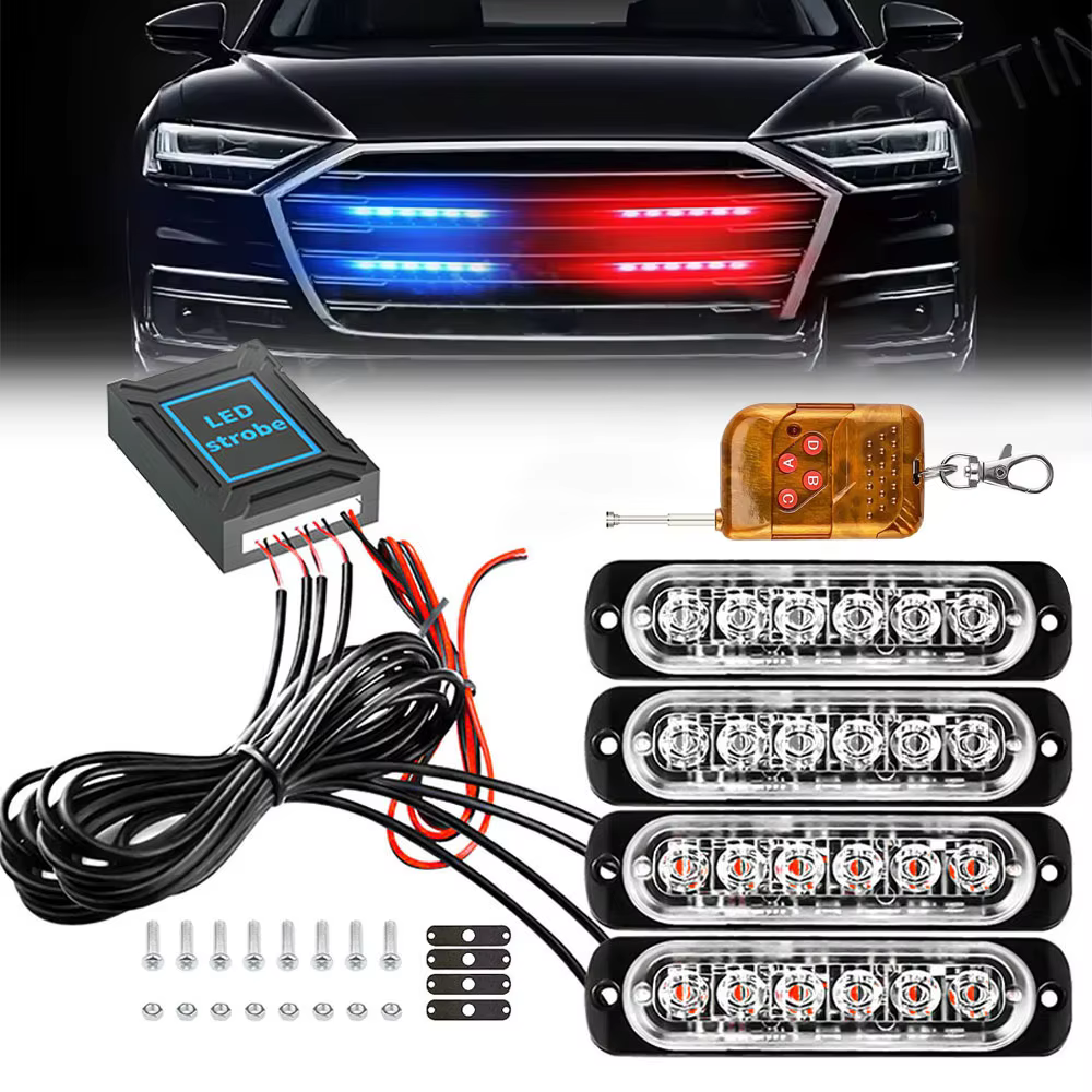 Lumière stroboscopique de Police pour gril de voiture