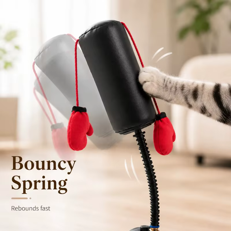 Jouet de boxe interactif pour chat avec gants, mini-sac de frappe créatif, outil de dressage portable pour animaux de compagnie, idéal pour la maison et la réduction du stress