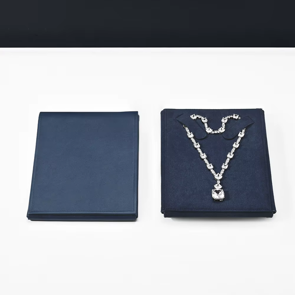 Ciyye PU cuir bleu collier sac bijoux sac de rangement collier de mariage bijoux cadeau sac collier boîte-cadeau bijoux stockage accessoires