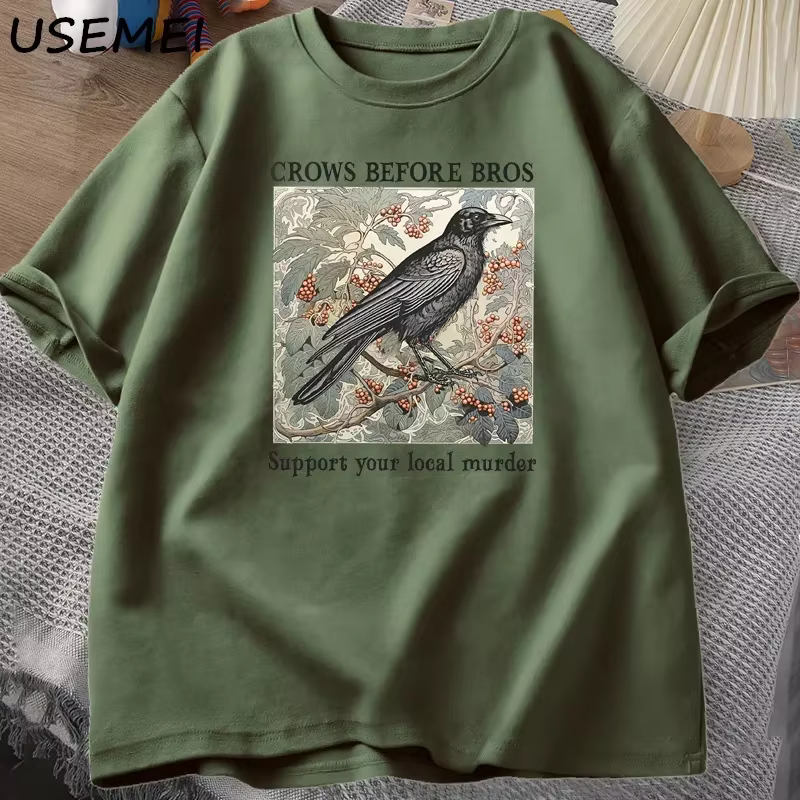 Funny corbeaux avant Bros rétro T-shirt femmes hommes Halloween T-shirt décontracté coton col rond manches courtes T-shirt foncé académique vêtements