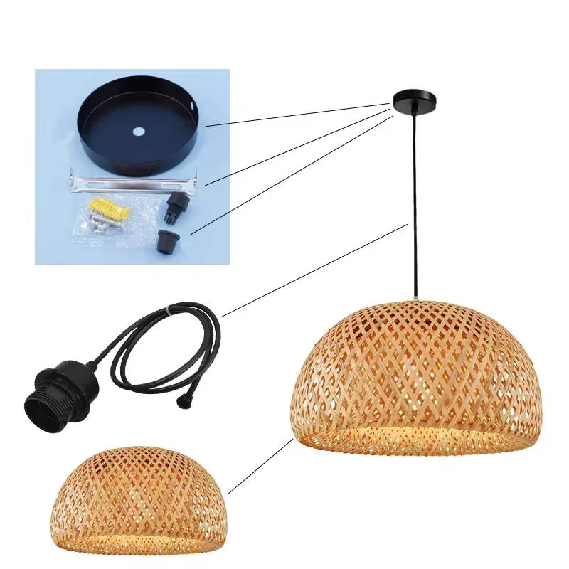 2025 plus récent bambou lampes suspendues plafonniers rotin osier Lustre tricoté à la main tressage suspendu maison salle à manger tressé décor chaud