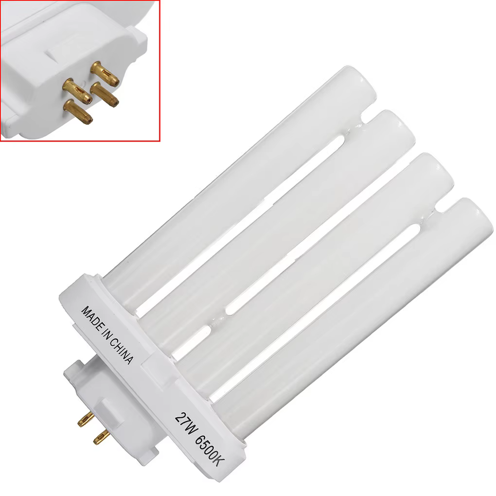 6500K 27W 4 broches Quad Tube économie d'énergie compacte ampoule fluorescente remplacement lecture éclairage de travail pour dortoir
