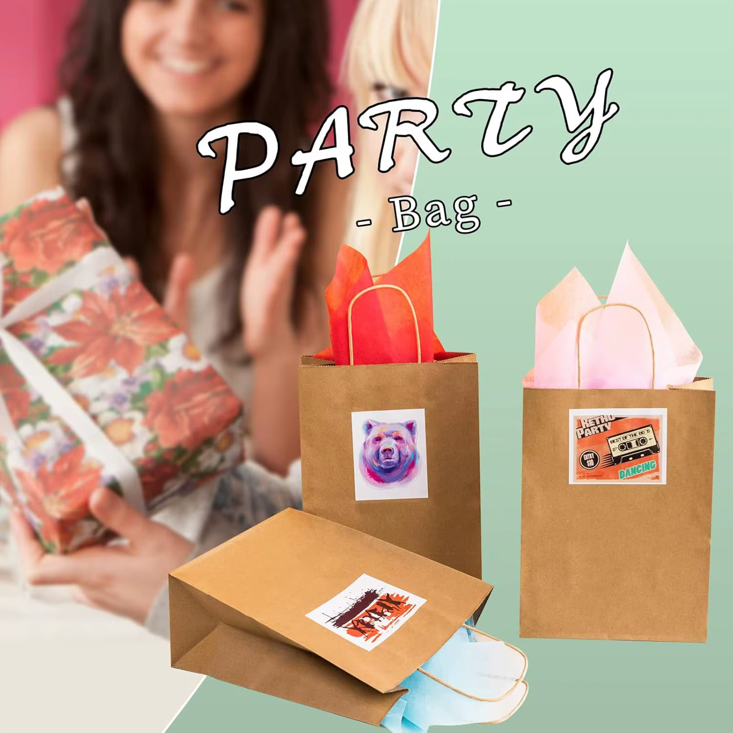Sacs en papier Kraft avec poignées, 10 pièces, petits sacs cadeaux en papier en vrac pour petites entreprises, sacs de Shopping, cadeaux de fête de noël, 8.25x5.8x3.25
