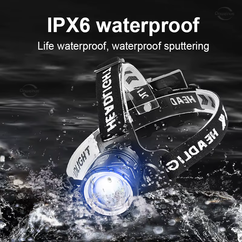 8000LM lampe frontale puissante USB Rechargeable phare