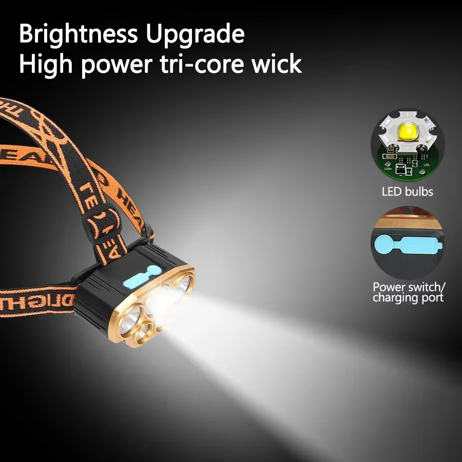 Lampe frontale puissante à 5 LED