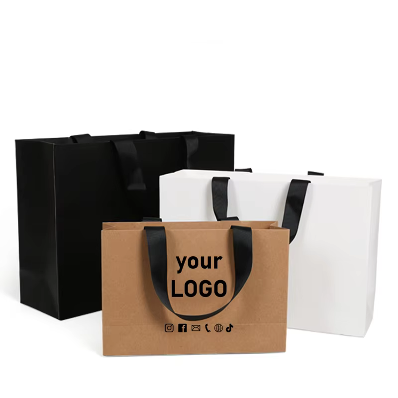 10 pièces sac en papier personnalisé vêtements chemise sac à main sac cadeau logo imprimé sac à provisions produit