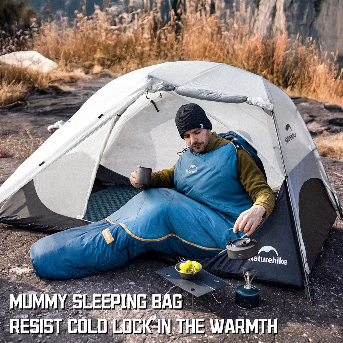 Sac de couchage momie Naturehike MG120 MG270 -2~5 ℃ Équipement de randonnée et de camping ultraléger en coton chaud et