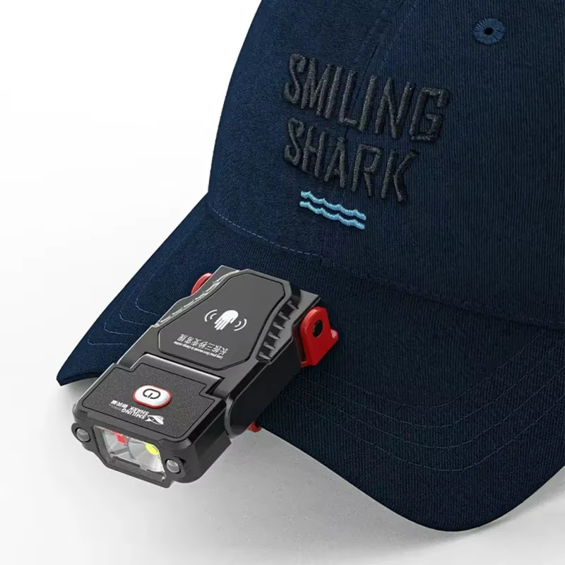 Lampe frontale de pêche, lampe à clip spéciale pour casquette, petite lampe frontale à capteur rechargeable, lumière puissante