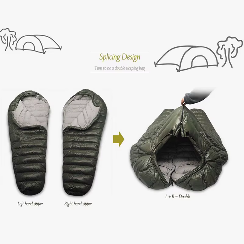 Kamperbox température froide hiver sac de couchage vers le bas sac de couchage hiver Camping sac de couchage Double