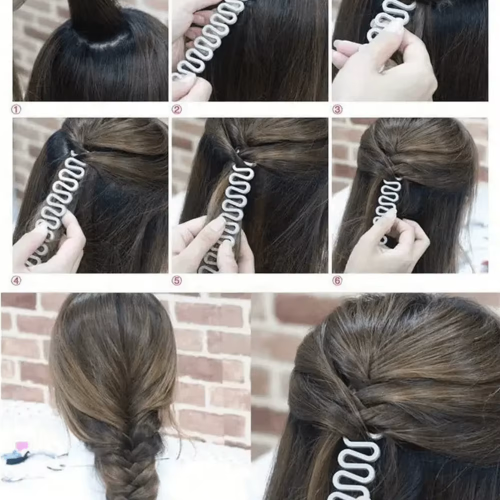 Kit d'accessoires de coiffure magique : Outil de tressage en forme d'arête de poisson pour tresses DIY, idéal pour des queues de cheval élégantes – Parfait pour les passionnées de beauté