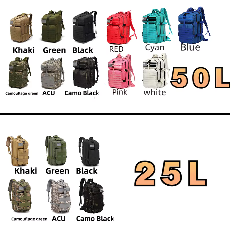 25L/50L 1000D Nylon imperméable Trekking pêche chasse sac à dos sacs à dos en plein air sport tactique Camping randonnée