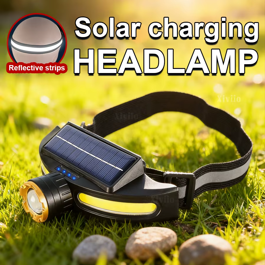 Lampe frontale solaire puissante LED