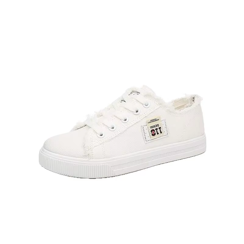 Nouvelles chaussures plates décontractées confortables en toile blanches à lacets croisés légères pour femmes