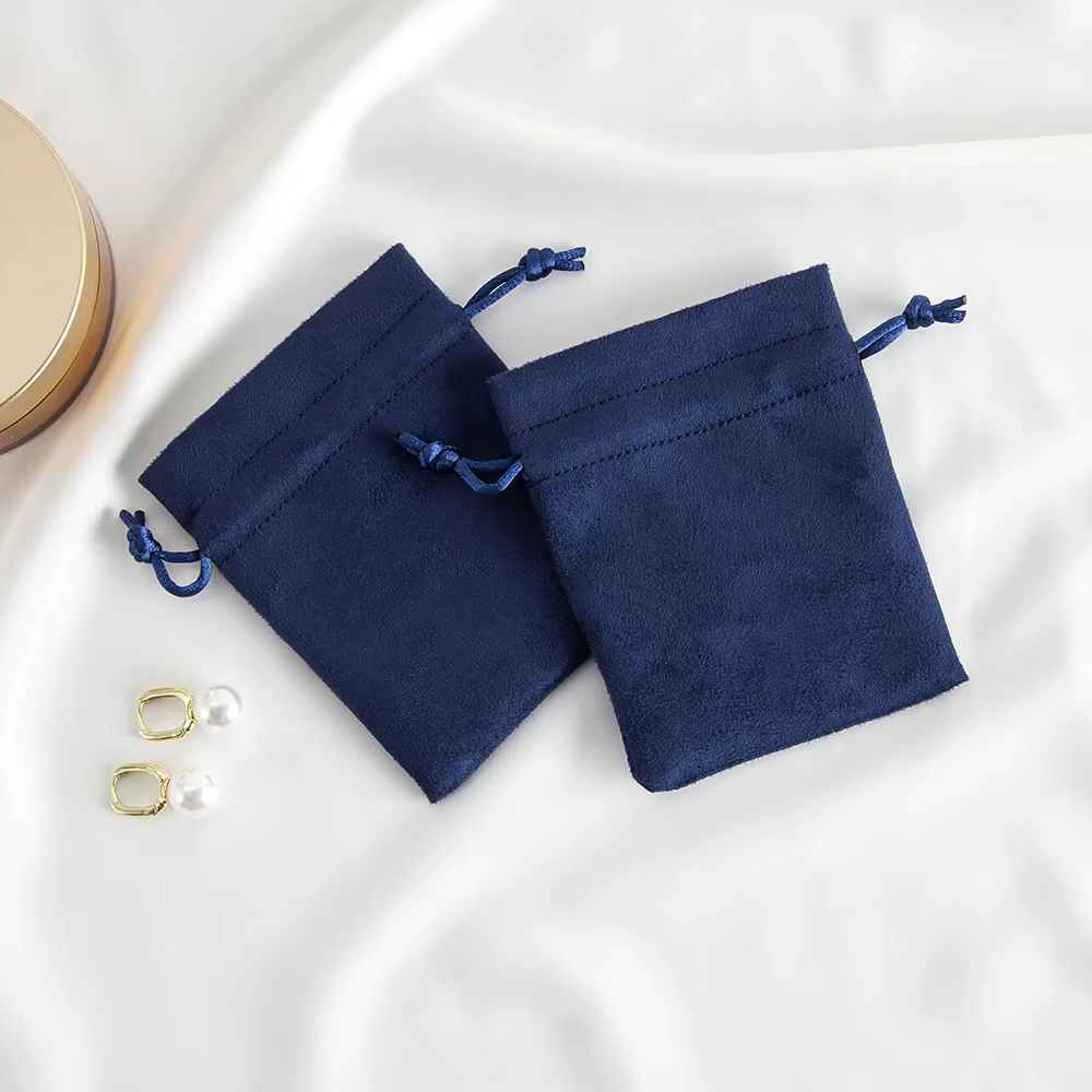 Sac Cadeau en Velours Bleu Marine