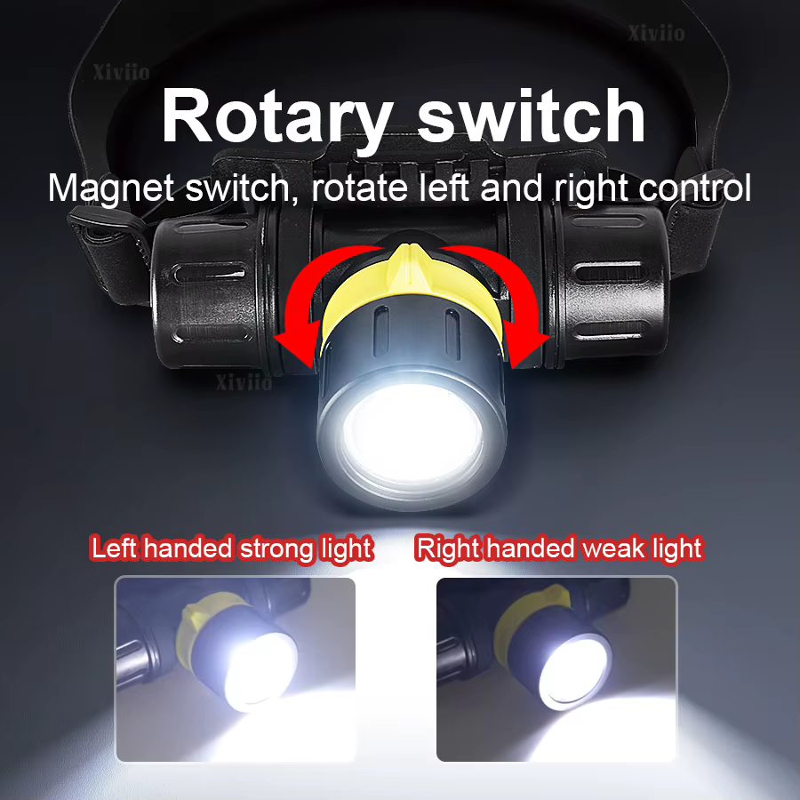 Phare de plongée Portable Rechargeable 500M sous-marin Submersible IPX8 étanche LED très brillante plongeur lampe frontale de pêche sous-marine