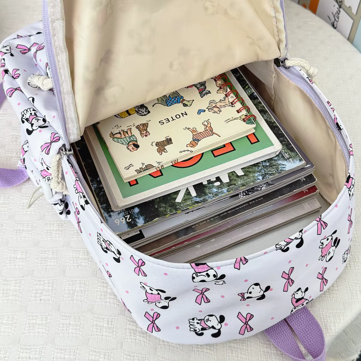 Sac à dos pour fille à motif animalier de dessin animé Sweet Kuromi, léger, en nylon, grande capacité, sac à dos double pour étudiants, campus, extérieur
