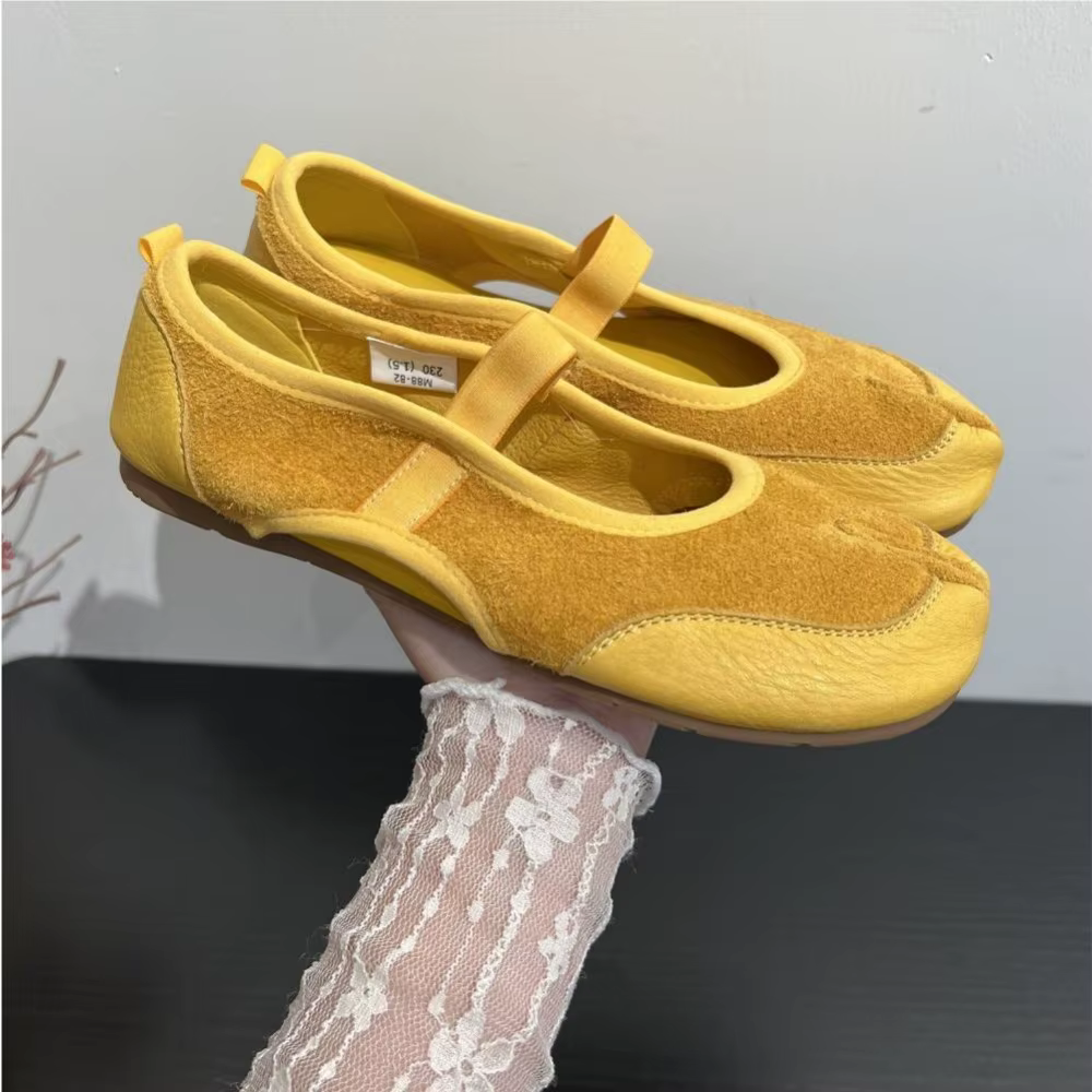 Femmes sandales bout fendu Ballet chaussures de danse femme été Tabi creux appartements mocassins Zapatos Mujer daim peu profond marche Sneaker
