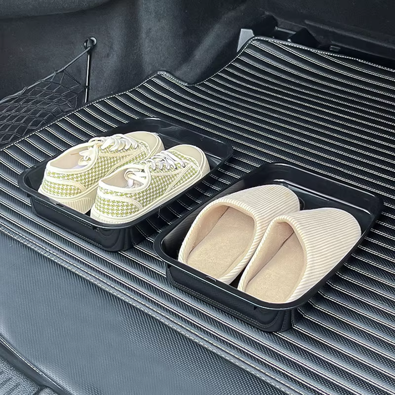 Boîte de plateau à chaussures multifonctionnelle, accessoire d'organisation intérieure de voiture, rangement durable pour véhicule.
