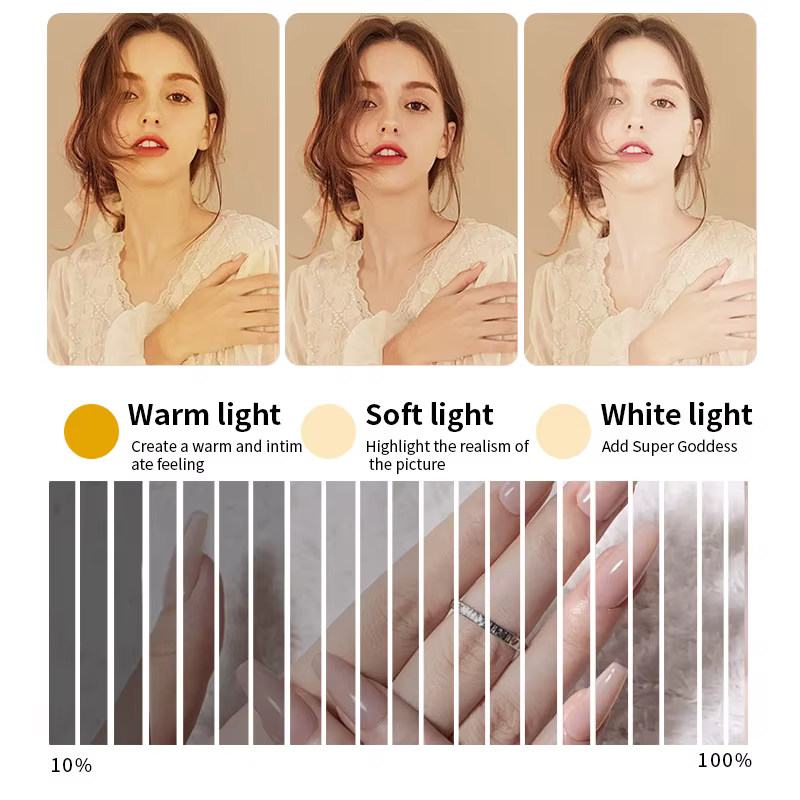 Demi-lune LED pour Extension de cils, pliable, gradation, chaud/blanc, lampe de bureau de beauté pour lecture, tatouage, manucure, Clip de téléphone Li