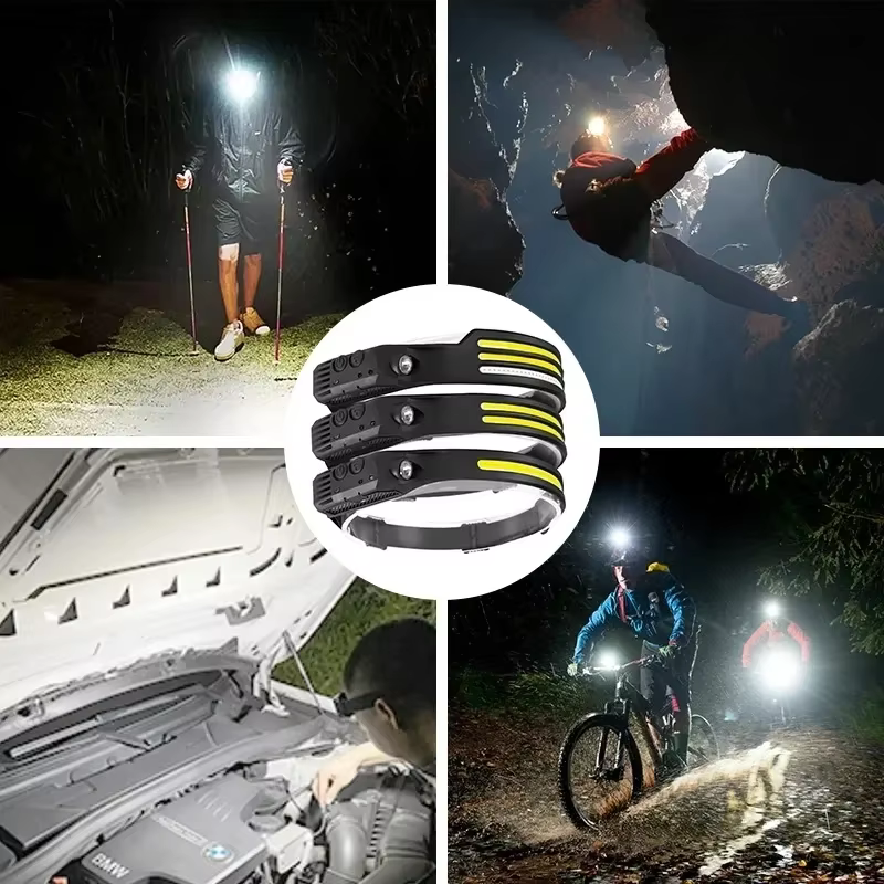 LED COB lampe frontale à Induction batterie intégrée capteur tête