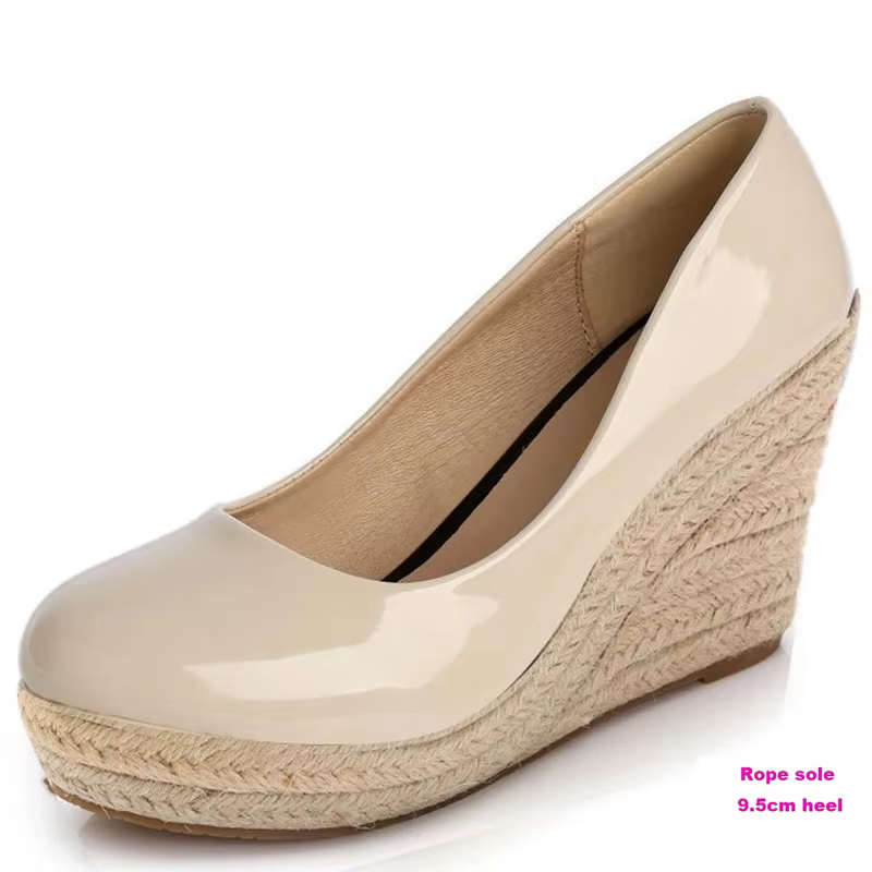Chaussures espadrilles en cuir verni pour femmes