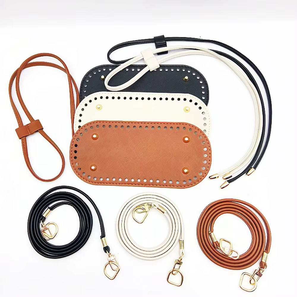 Kit de fabrication de sacs à main en cuir PU, 3 pièces, avec chaîne, Base de sac seau et bandoulière, accessoires de sac à main en Crochet 