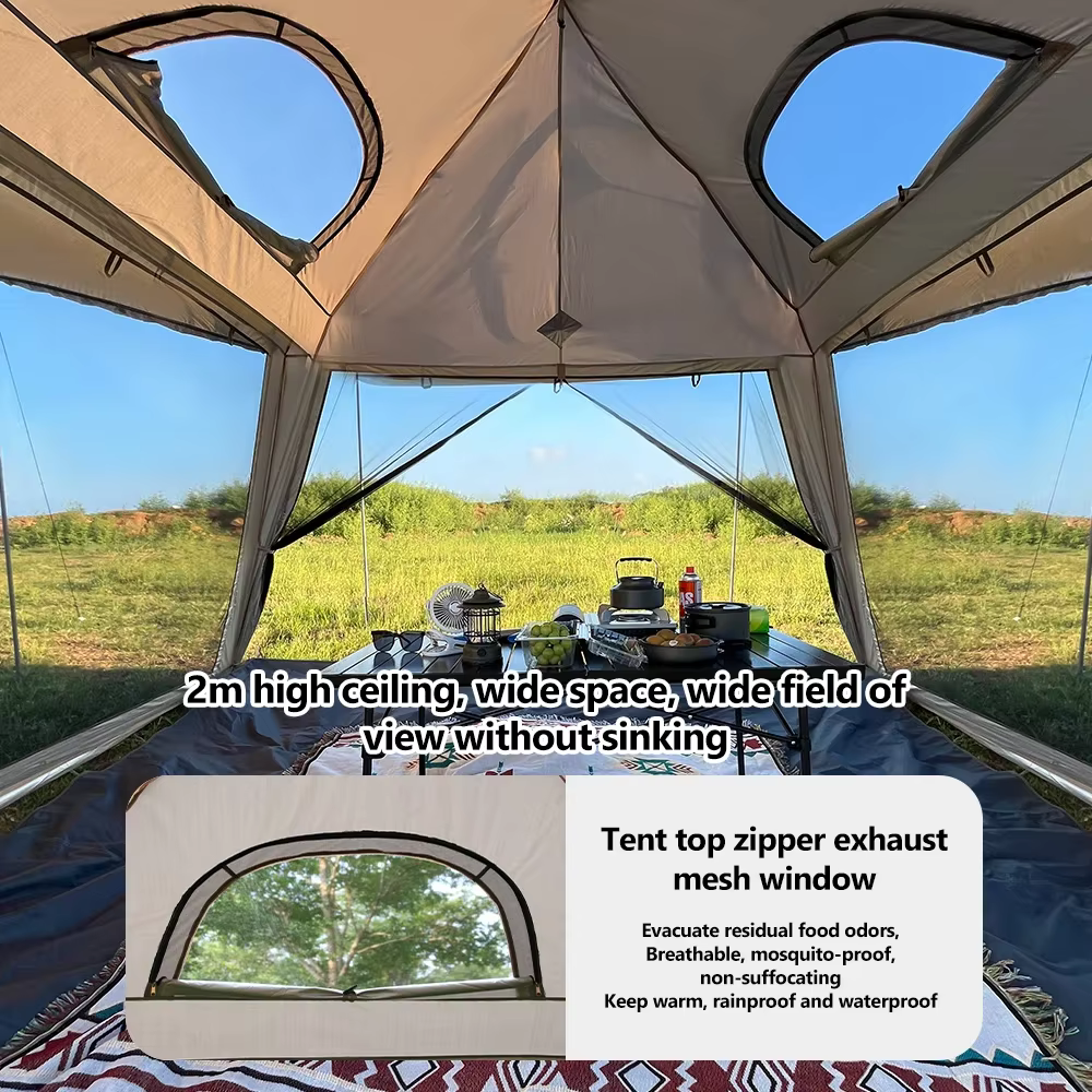 Tente chaude 4 saisons avec poêle Jack Camping familial grand abri solaire coupe-vent étanche avec poteaux en aluminium tous temps en plein air