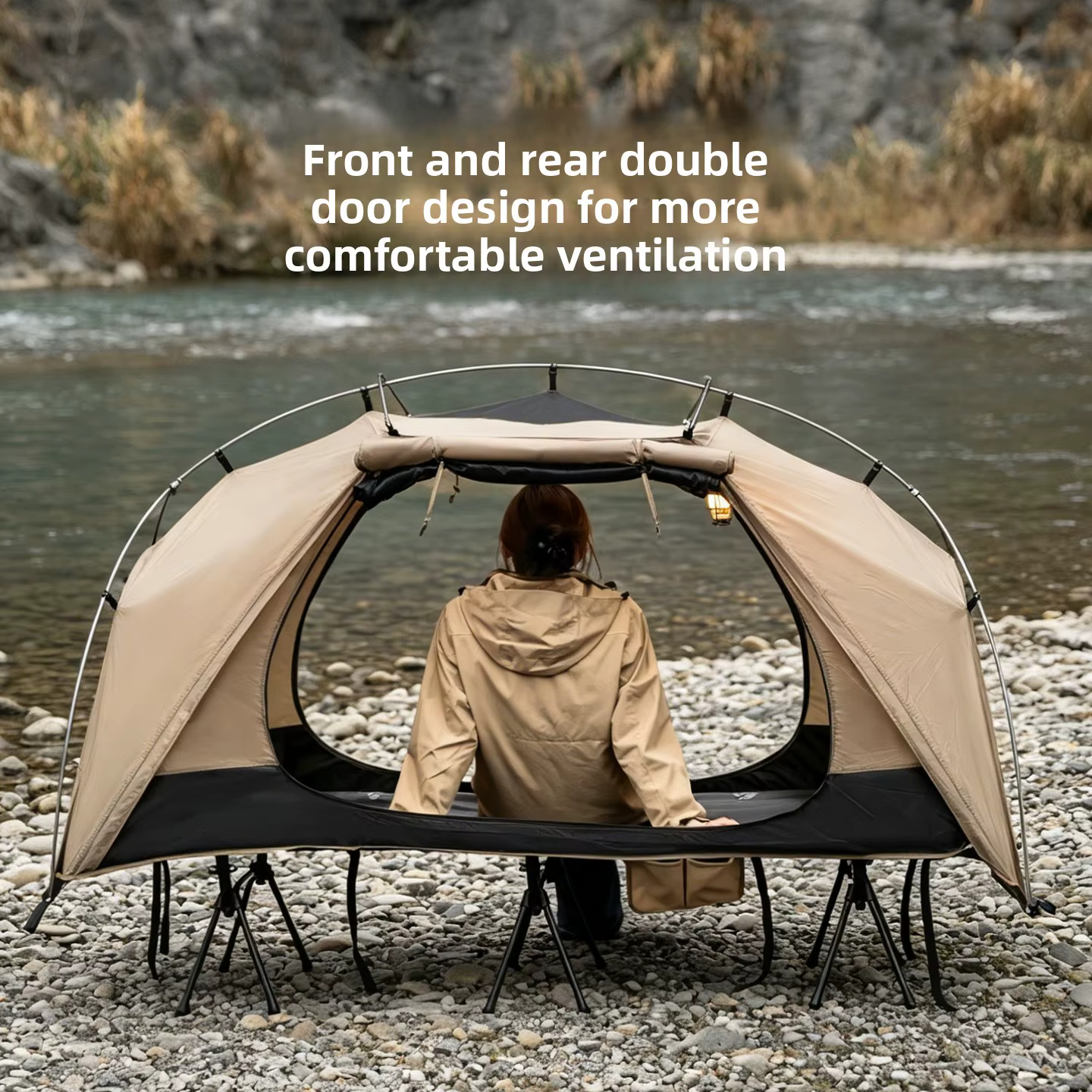 MOUNTAINHIKER Tente-lit de camping double couche pour 1 personne