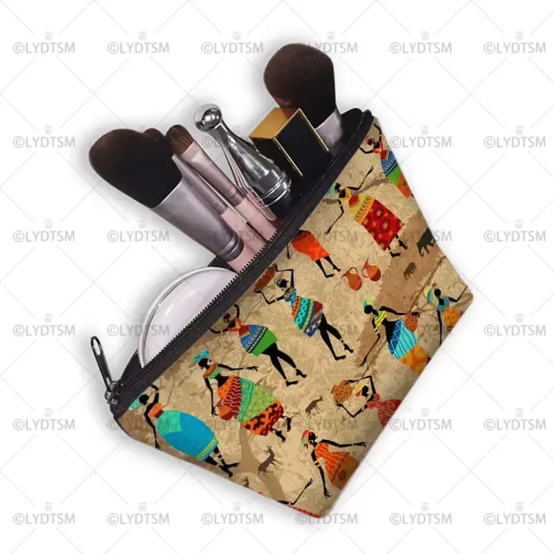 Trousse à cosmétiques imprimée pour femmes africaines, sacs de maquillage pour dames afro, étui à cosmétiques pour filles, rangement portable pour rouge à lèvres, sacs de voyage, mode
