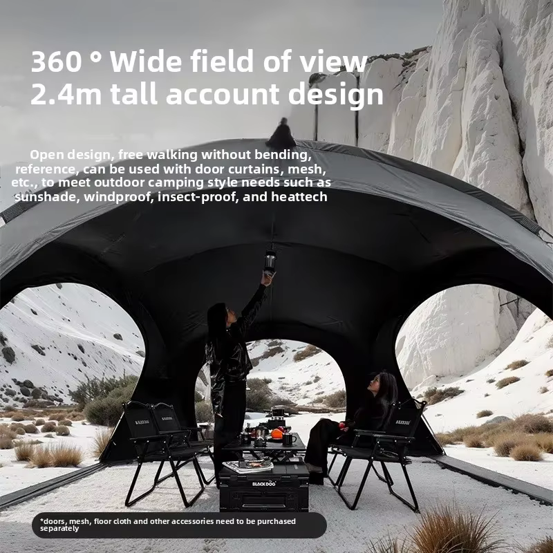 BLACK DOG Camping en plein air Camping étanche Portable tente familiale Expansion randonnée grande tente colle noire tente de luxe
