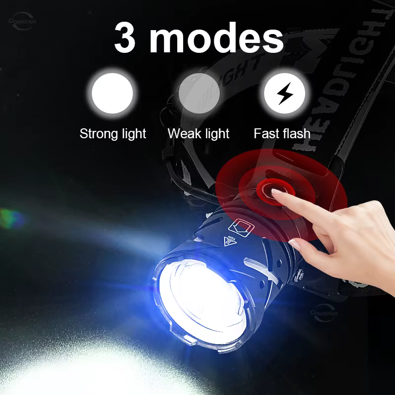 8000LM lampe frontale puissante USB Rechargeable phare