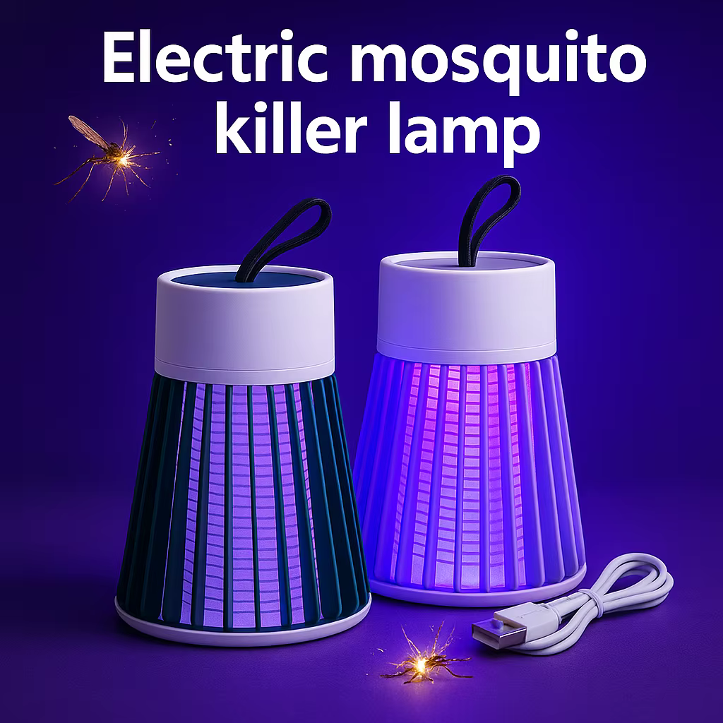 Lampe anti-moustiques 2-en-1 USB, piège à insectes électrique avec veilleuse LED pour chambre, camping extérieur, guêpes, moucherons, mouches