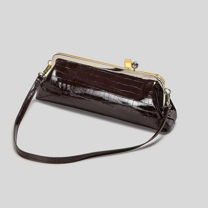 Pochette longue avec bandoulière amovible pour femmes, sac Baguette à la mode, sac à main de luxe à Clip de styliste pour dames