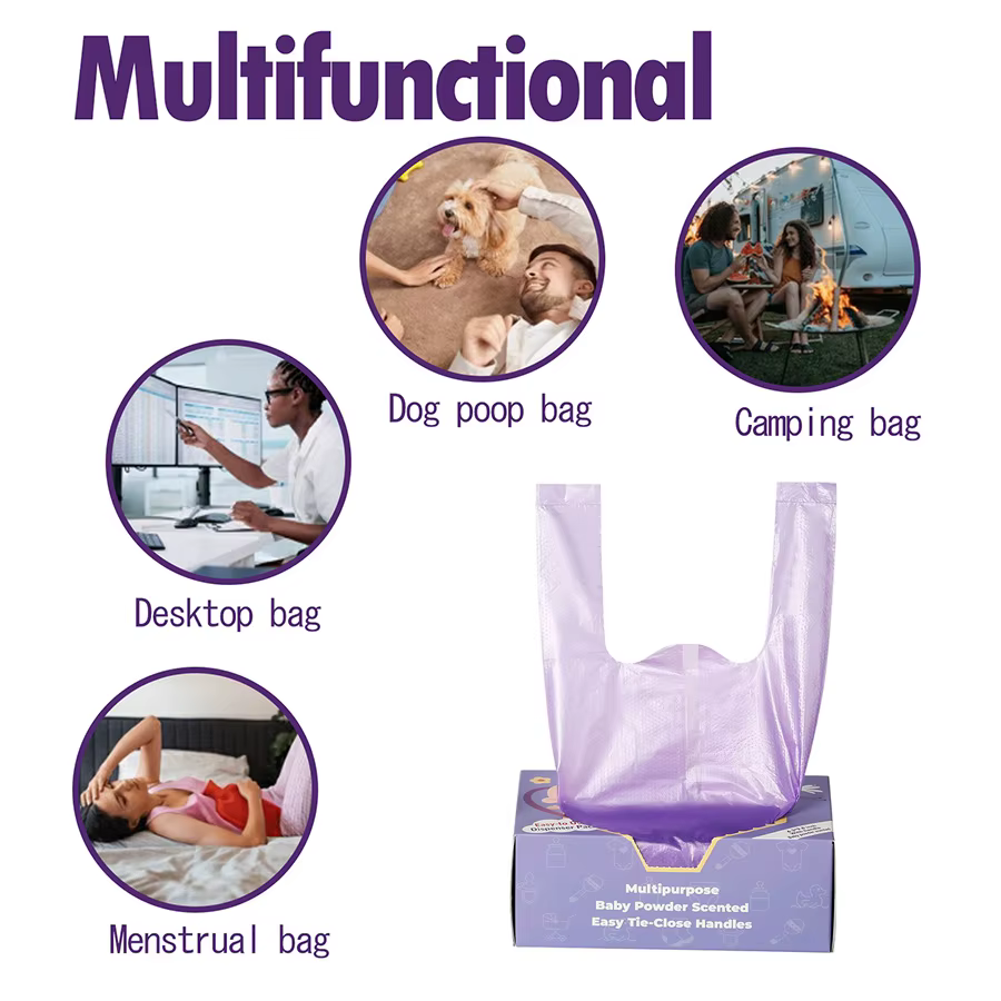 Sacs à couches jetables parfumés, 100/200 pièces, sacs à ordures portables pour produits féminins, sacs à couches ou sacs à déchets pour animaux de compagnie