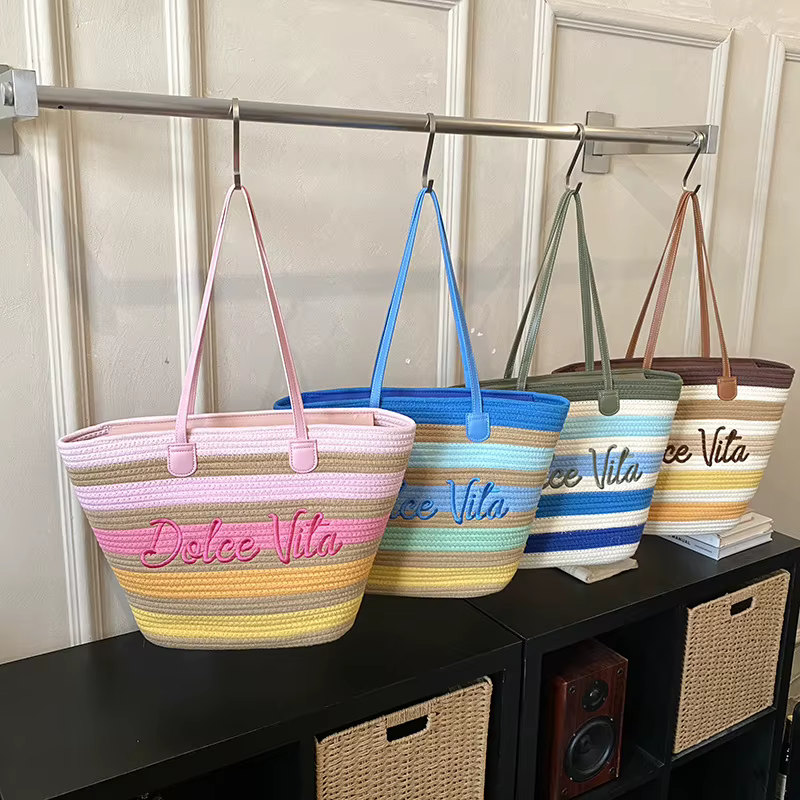 Sac fourre-tout en paille grande capacité