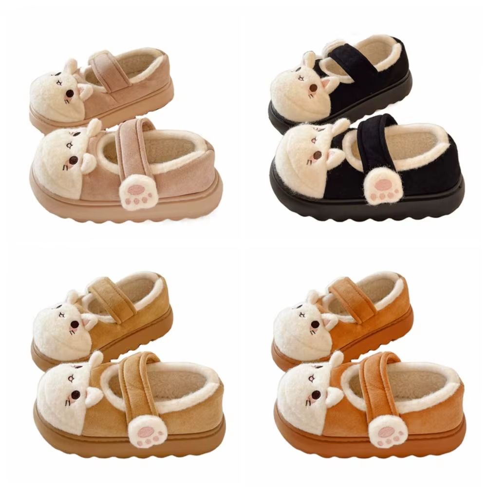 Chaussures patte de chat de dessin animé mignon, pantoufles de neige antidérapantes Kawaii pour chat, vêtements de maison à semelle épaisse, pantoufles épaisses et chaudes pour automne et hiver
