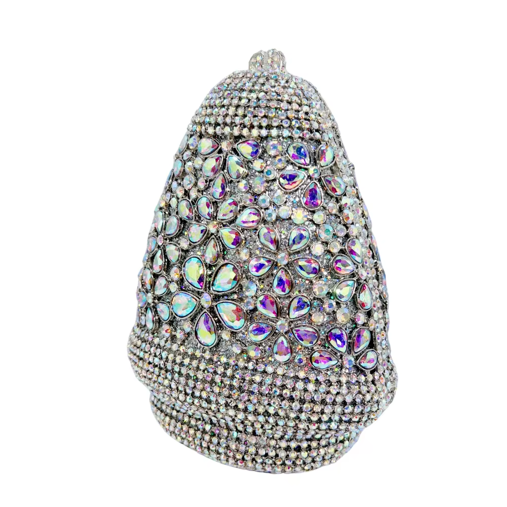Sac de dîner fleur lilas à cinq pétales avec diamants