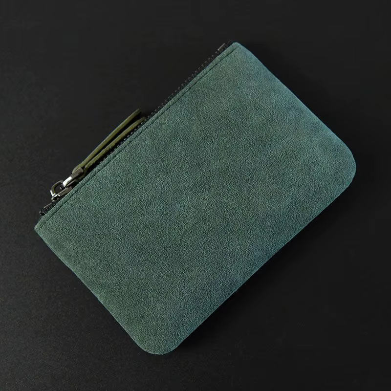 Mini Portefeuille en Cuir Simple et Portable Petit Porte-Monnaie à Fermeture Éclair Rétro pour Hommes et Femmes Porte-Cartes de Crédit Fin