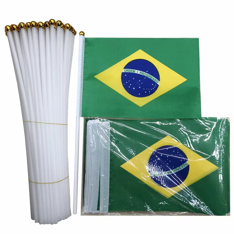 Drapeau brésilien à main américain personnalisé