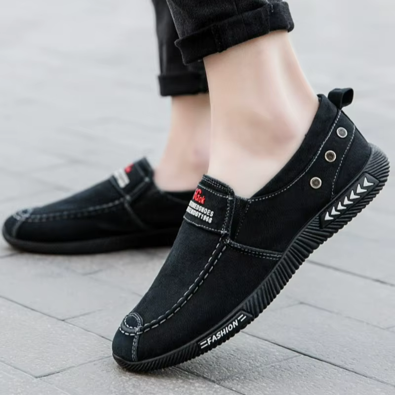 Hommes toile chaussures Denim baskets 2025 Vintage extérieur sans lacet chaussures décontractées antidérapant hommes mocassins semelle souple léger hommes chaussures
