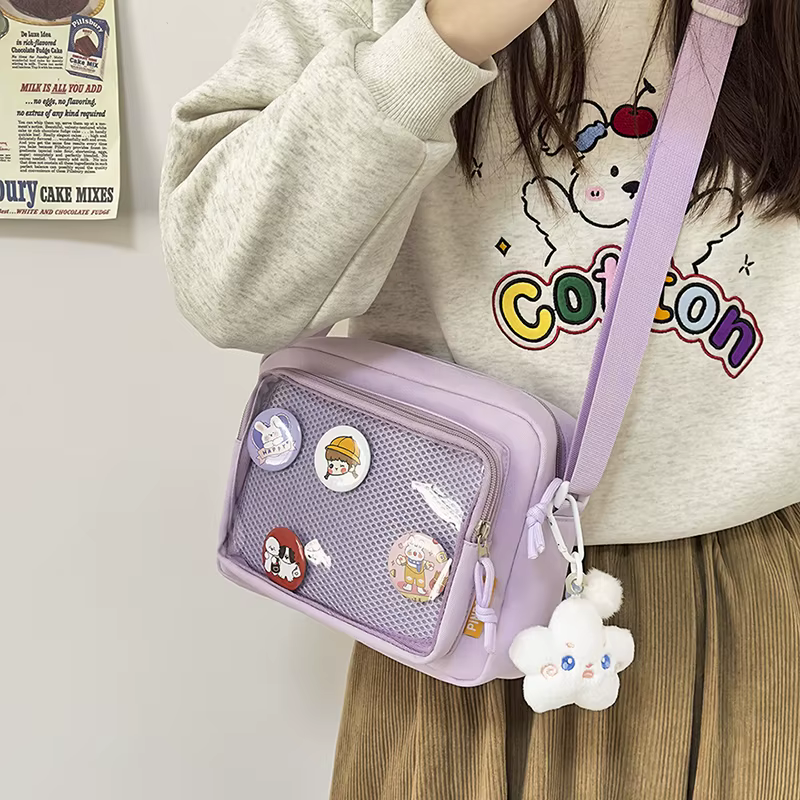 Mode japonais Anime esthétique Ita sac décontracté petit sac de messager pour les étudiants polyvalent bandoulière Itabag broche affichage sac à main