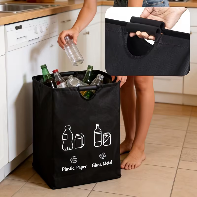 Poubelle pliable de 82 L, sac de rangement, panier de rangement pour bouteilles, capacité de 65 bouteilles, pour la cuisine, la maison et le bureau, organisateurs de déchets ménagers