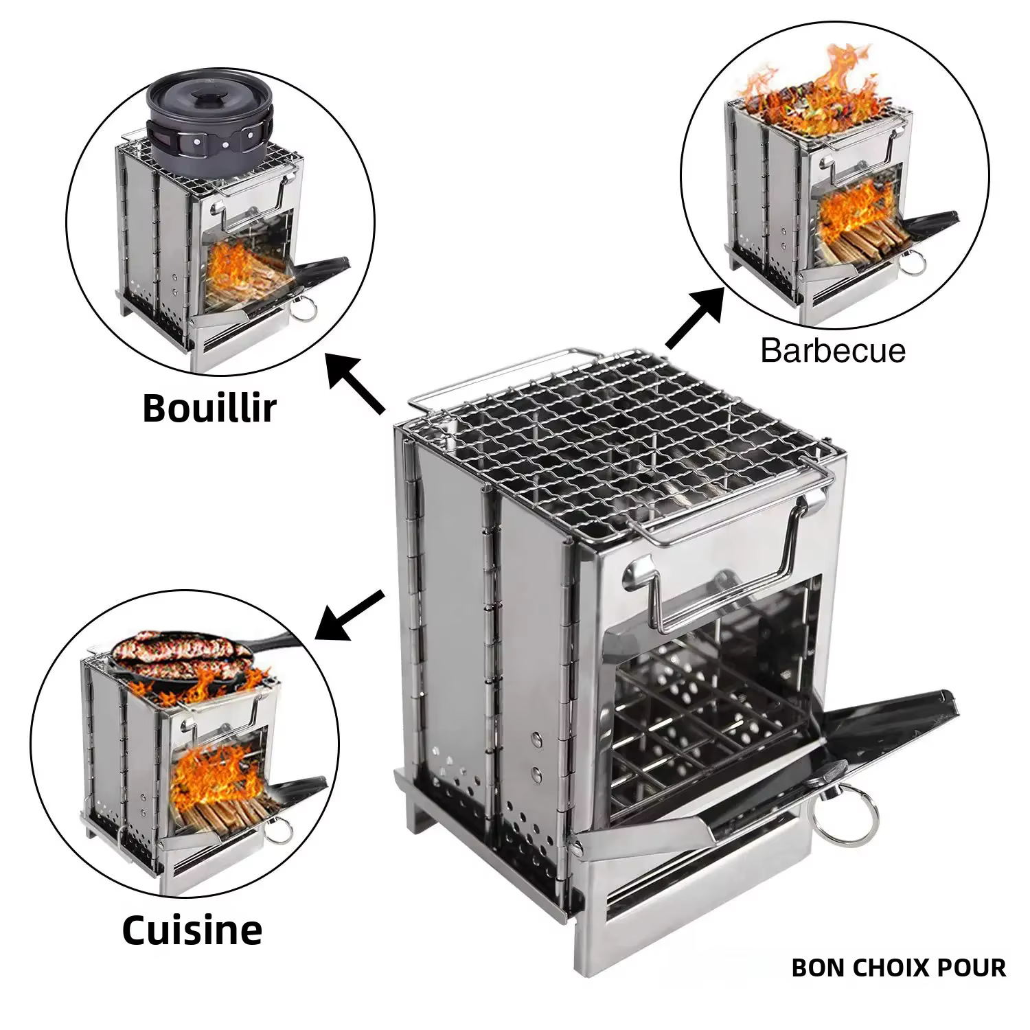 Poêle à bois, réchaud de Camping Portable