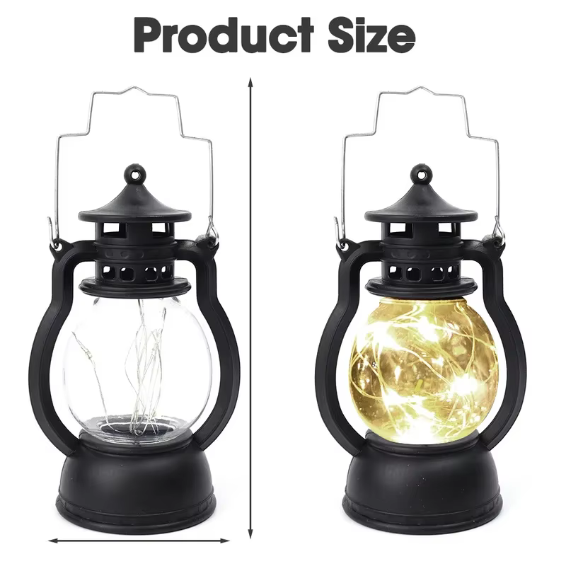 Lampe à huile LED Vintage Portable, alimentée par batterie, lanterne suspendue pour l'intérieur et l'extérieur, décoration Festive de noël