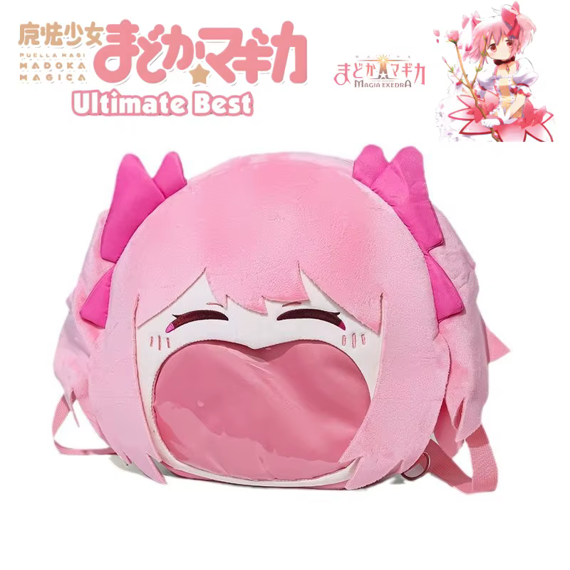 Mahou Shoujo Madoka Magica peluche Itabag sac à dos Anime Transparent grande bouche sac Kawaii sac à bandoulière Cosplay Badge cadeau de vacances