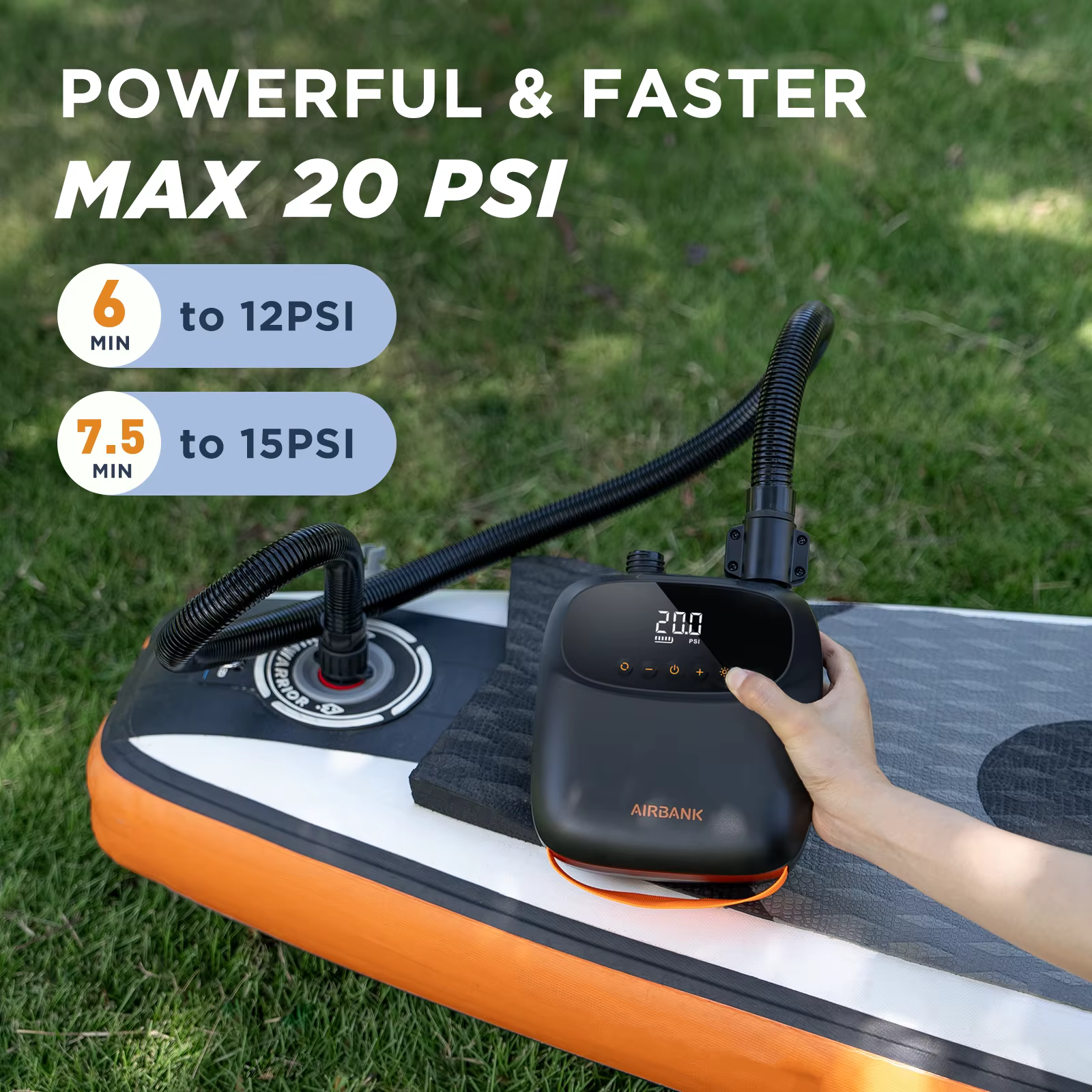 AIRBANK PUFFER Pro 20PSI pompe à Air Rechargeable pour tente gonflable SUP PVC bateau Kayak accessoires pour surf cerf-volant matelas